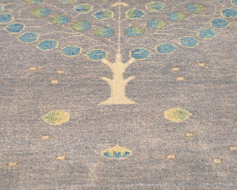 3x4 Gray Kuba Afghan Hand Knotted Wool Area Rug